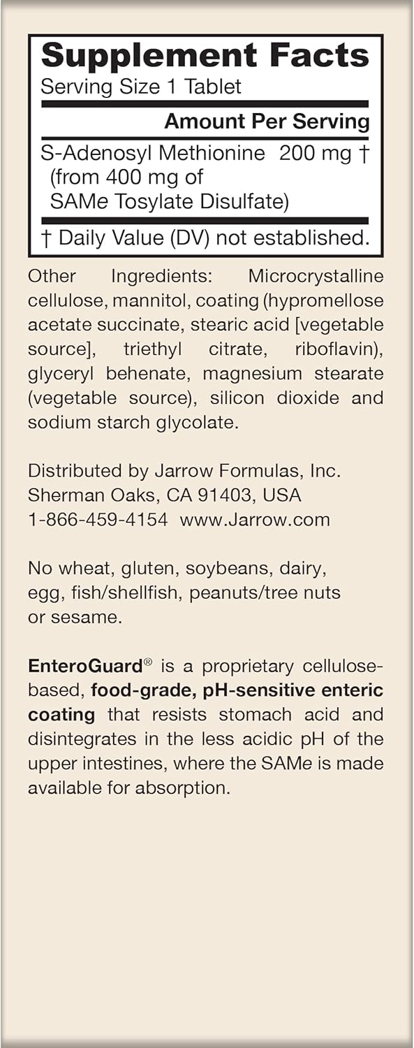 Jarrow Formulas Same 200 mg Tablets for Joint Health, Liver Function & Brain Metabolism - 720 Tablets, 60-Day Supply