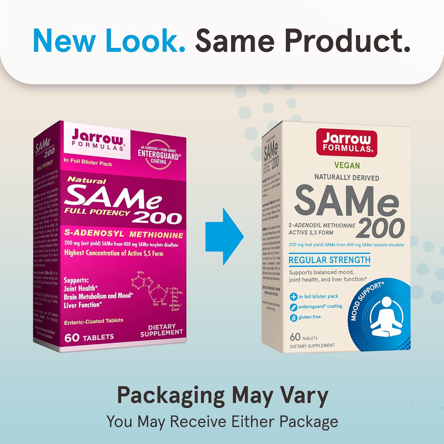 Jarrow Formulas Same 200 mg Tablets for Joint Health, Liver Function & Brain Metabolism - 720 Tablets, 60-Day Supply