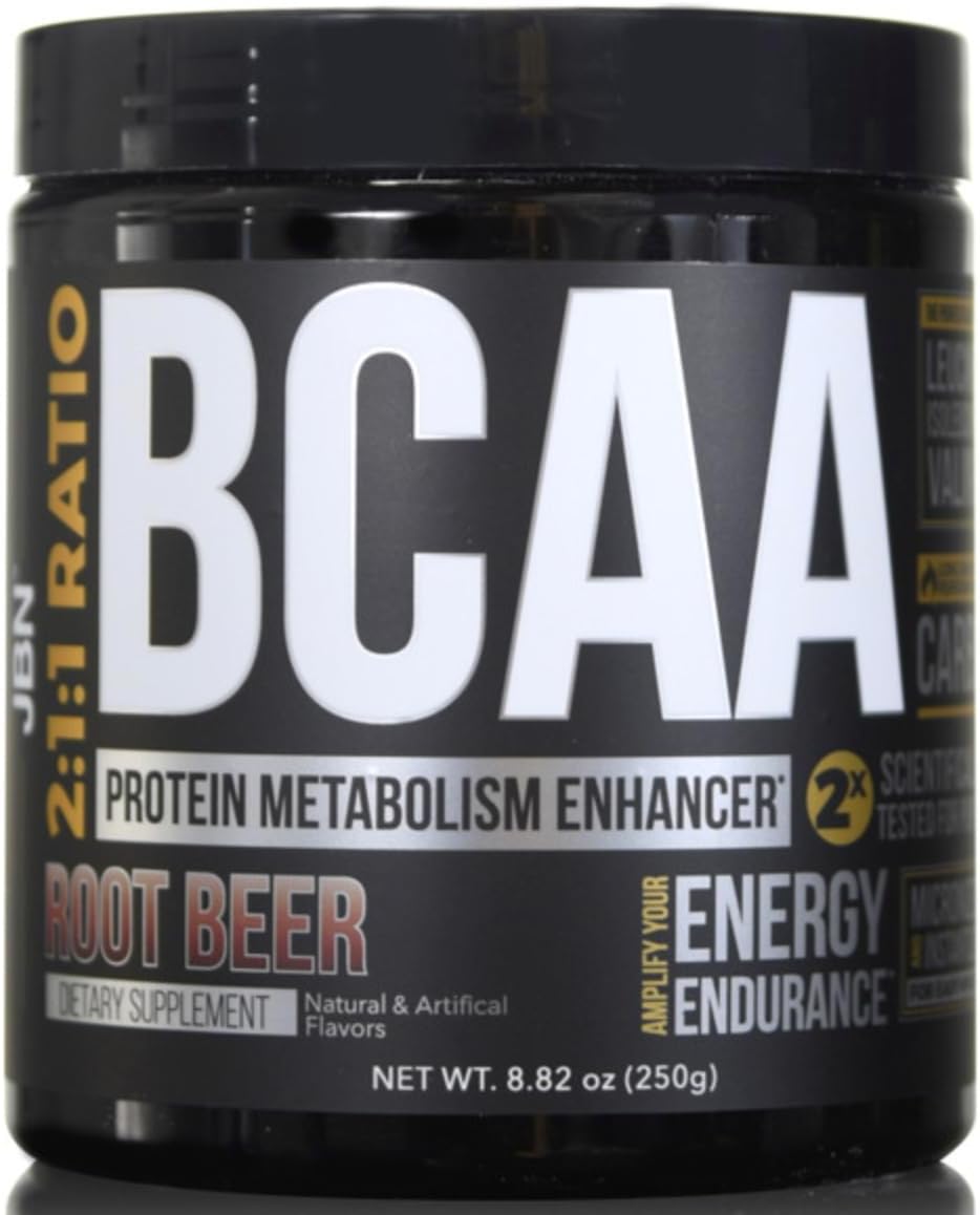 JBN BCAA Powder - 30 Servings, 2:1:1 Ratio with Cluster Dextrin, Leucine, Isoleucine, Valine for Protein Synthesis & Muscle Recovery (Rootbeer Flavor)
