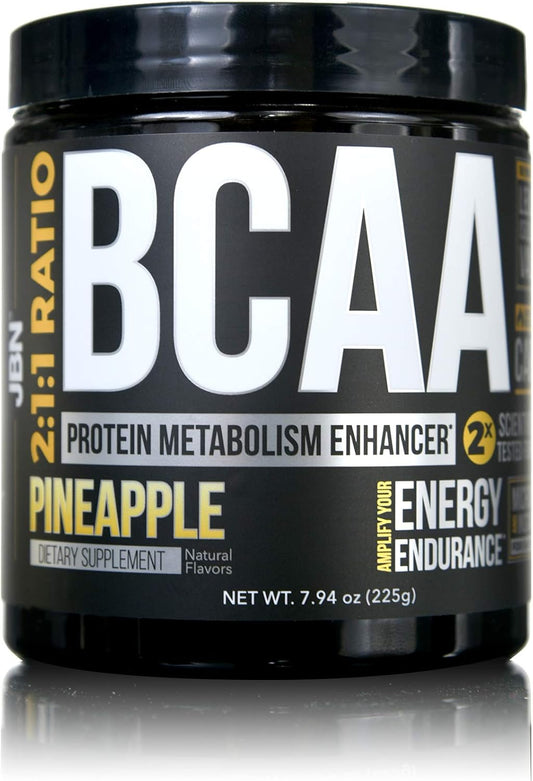 JBN BCAA Powder: 30 Servings, 2:1:1 Ratio with Cluster Dextrin, Leucine, Isoleucine, Valine for Protein Synthesis & Muscle Recovery (Pineapple)