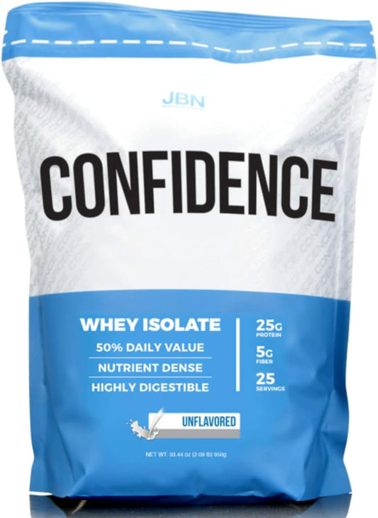 JBN Whey Protein Isolate Powder (Unflavored, 25 Servings) - Boost Confidence Naturally