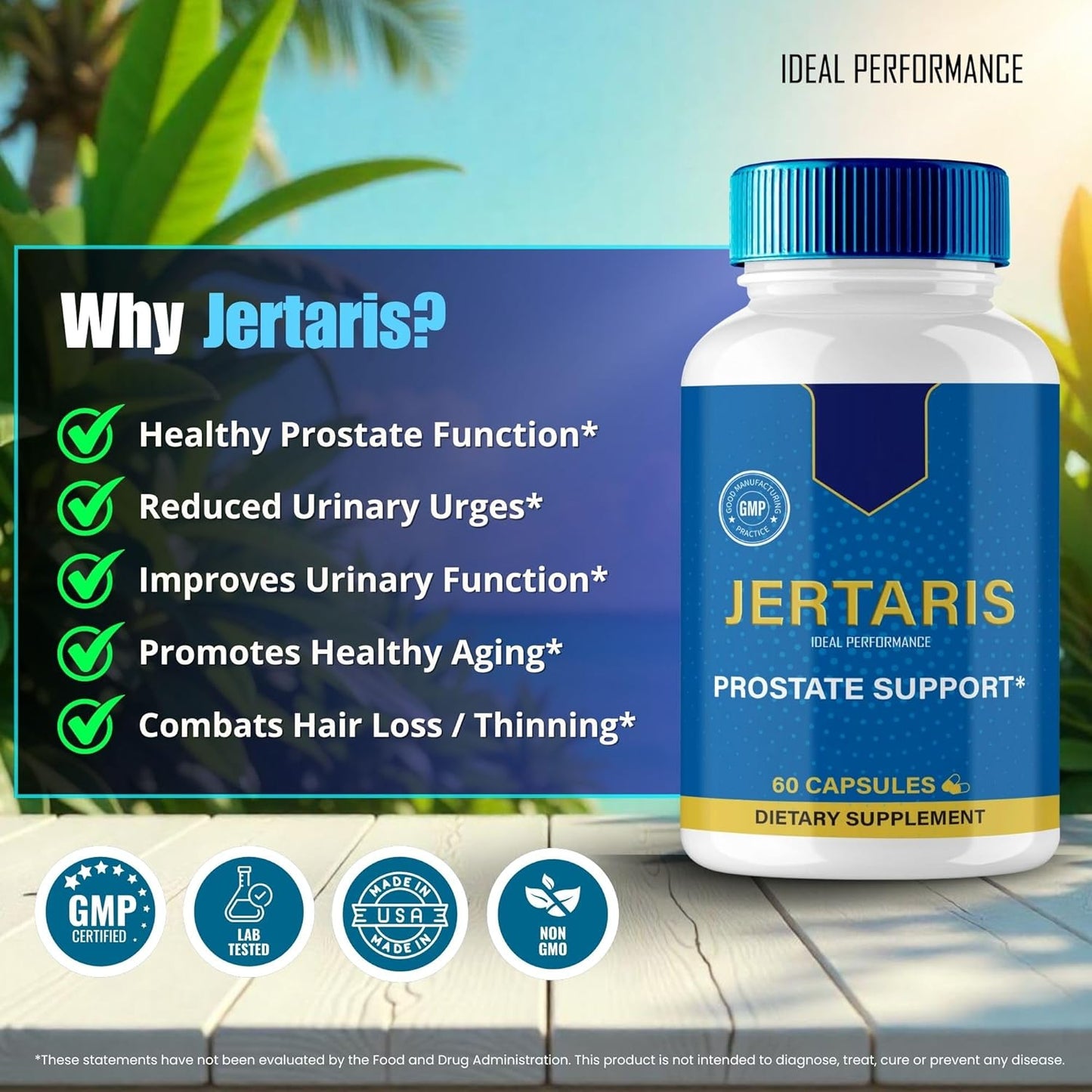 Jertaris Prostate Health Supplement Capsules - Extra Strength Formula for Optimal Performance (5 Pack)