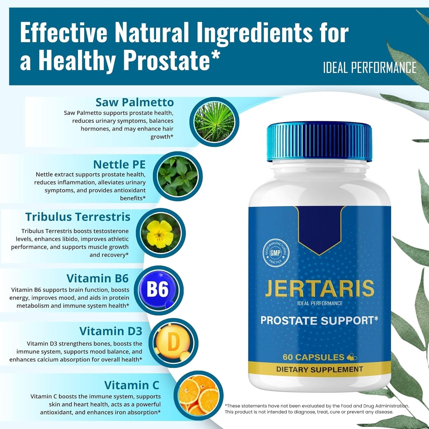 Jertaris Prostate Health Supplement Capsules - Extra Strength Formula for Optimal Performance (5 Pack)