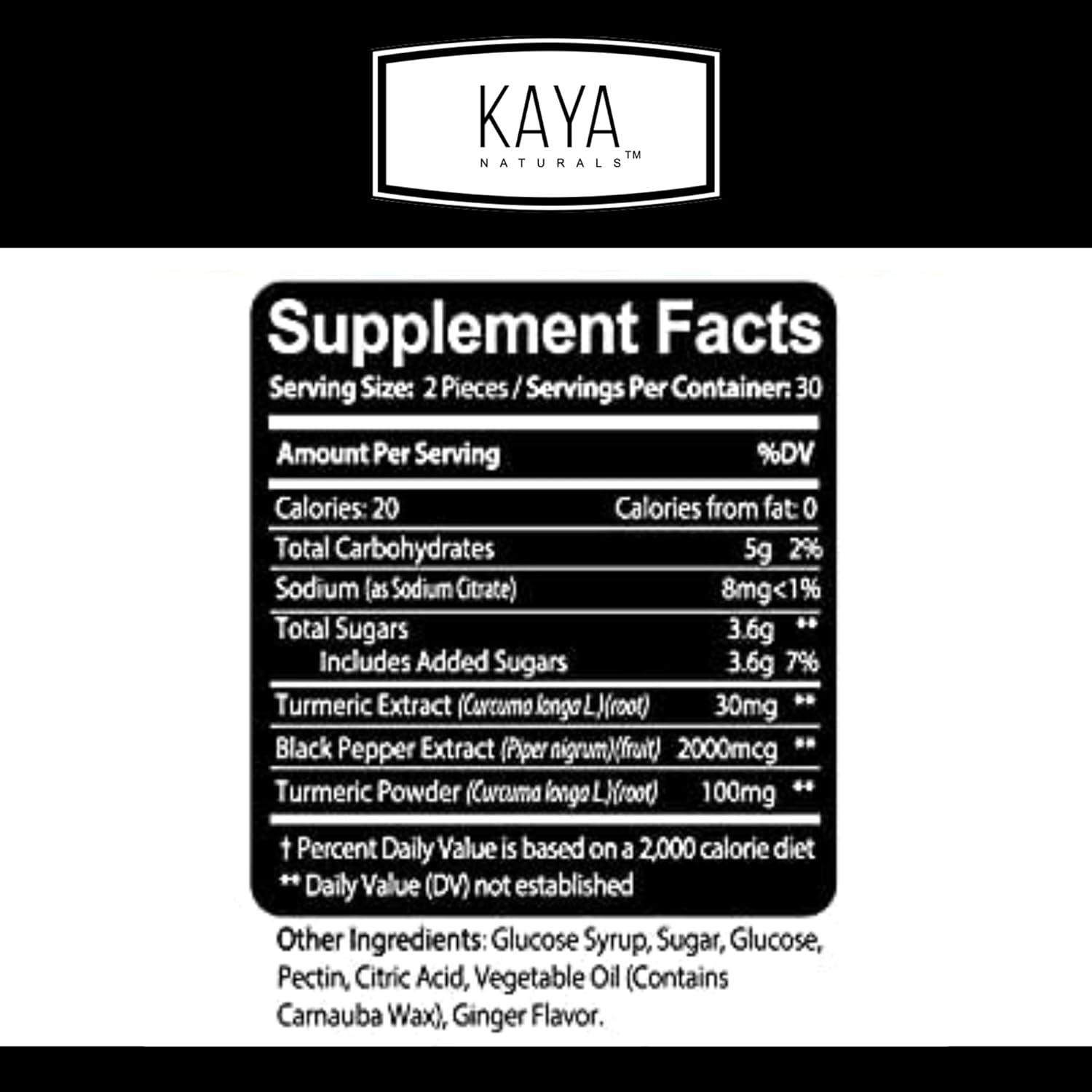 Joint Support Turmeric Gummies - 30 Count with Ginger and Black Pepper Extract for Enhanced Absorption | Pure Turmeric Curcumin Gummy Supplement by Kaya Naturals