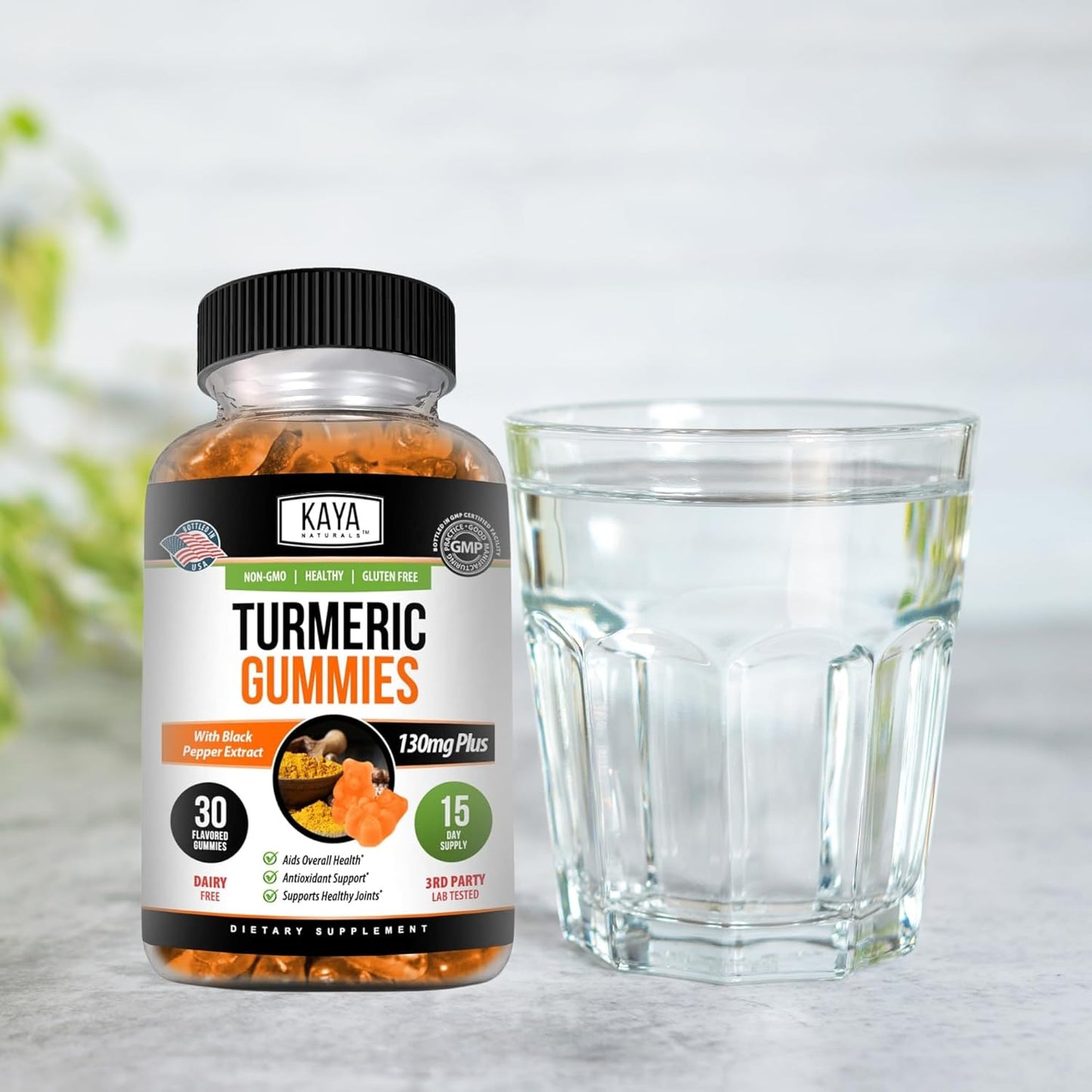 Joint Support Turmeric Gummies - 30 Count with Ginger and Black Pepper Extract for Enhanced Absorption | Pure Turmeric Curcumin Gummy Supplement by Kaya Naturals