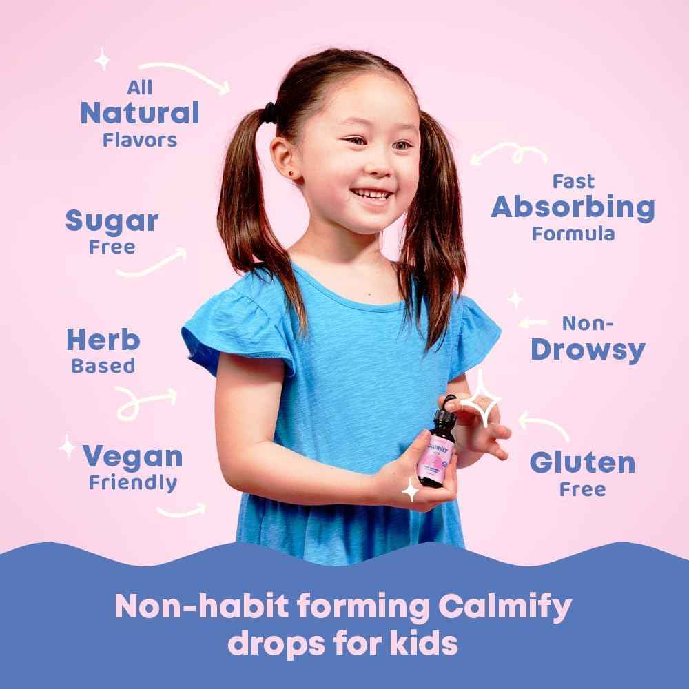 JoySpring Calmify Liquid Magnesium for Kids | Organic Chamomile & L-Theanine Supplement | Sugar-Free & Gluten-Free | Calm Support | Magnesium Glycinate
