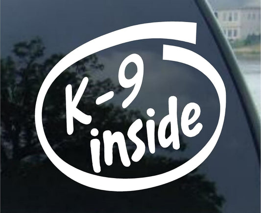 K-9 Inside White Window Sticker Decal - Fun and Stylish Dog Lover's Decal