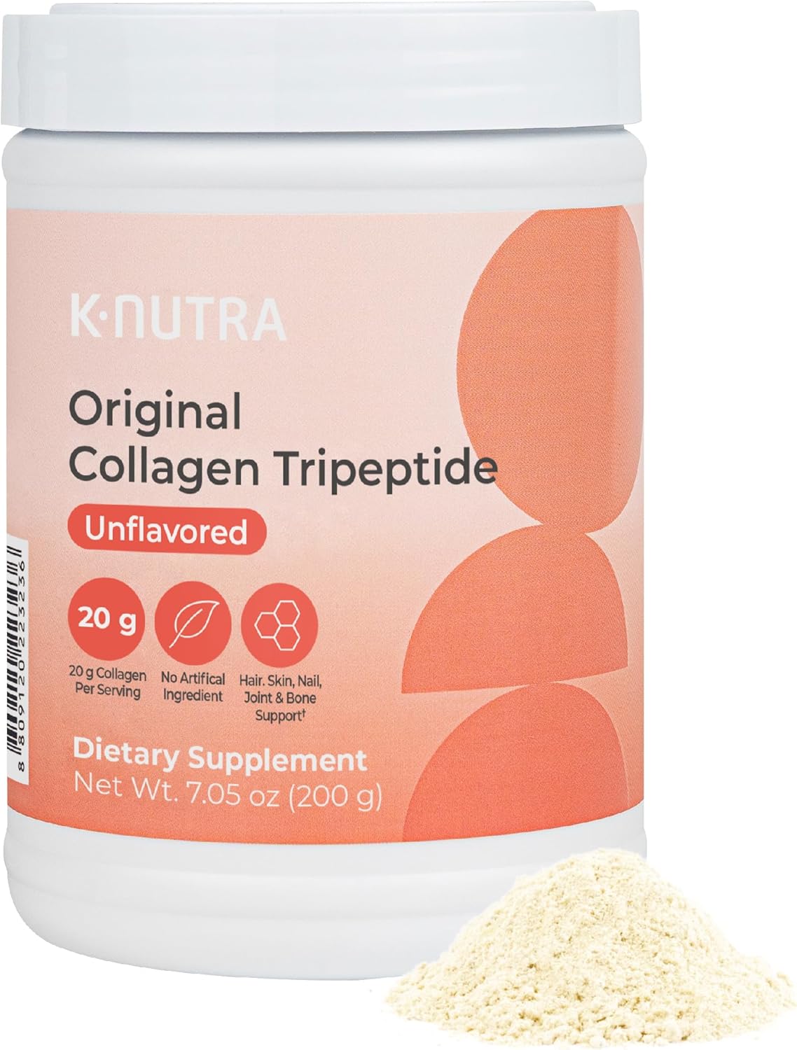 K-Nutra Original Collagen Tripeptide Powder | 200g (7.05oz) | 100% Pure Freshwater Collagen | 200X Absorption | Skin, Hair, Nail Health Support
