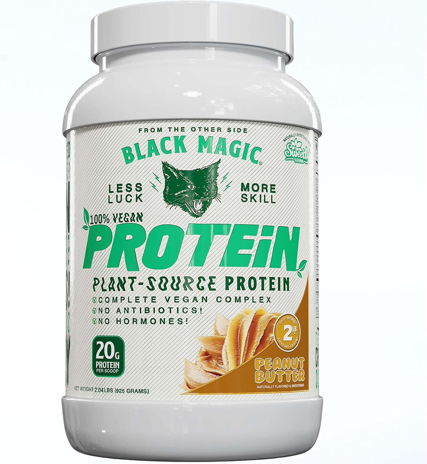 Kaxilu Black Magic Plant-Source Vegan Protein Powder - Keto-Friendly, Low Sugar, Dairy-Free - Peanut Butter Flavor - 20g Protein - 2 LBs