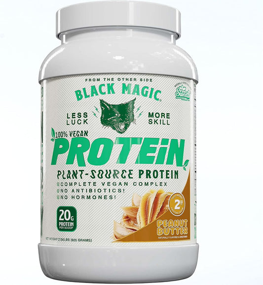 Kaxilu Black Magic Plant-Source Vegan Protein Powder - Keto-Friendly, Low Sugar, Dairy-Free - Peanut Butter Flavor - 20g Protein - 2 LBs