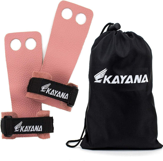 KAYANA 2 Hole Leather Gymnastics Hand Grips - Palm Protection and Wrist Support for Cross Training and Weightlifting