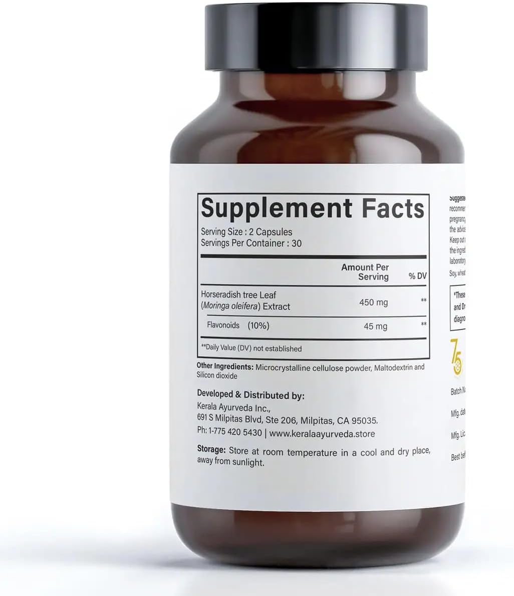 Kerala Ayurveda Moringa Green Superfood Capsules - 60 Count | Energy & Immunity Support for Men & Women | Promotes Skin, Gut, & Nervous System Health