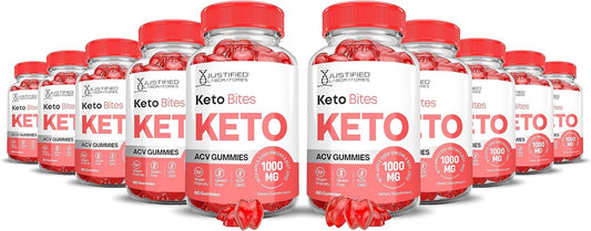 Keto Bites ACV Gummies 10 Pack - Advanced Formula with 1000MG Apple Cider Vinegar, Pomegranate, Beet Juice Powder, B12 - Vegan & Non GMO