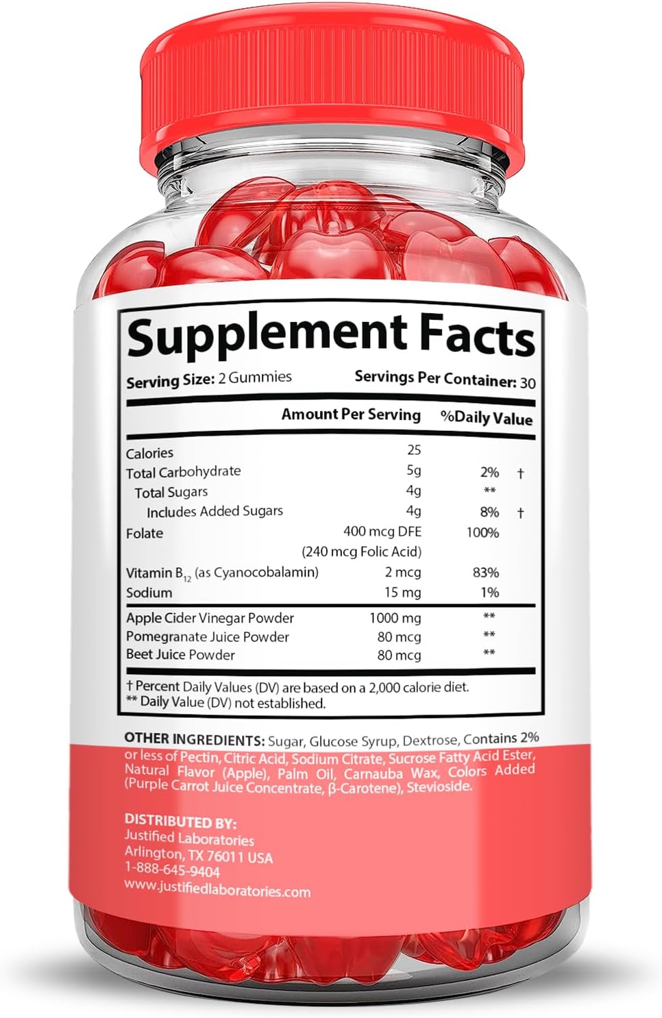 Keto Bites ACV Gummies 10 Pack - Advanced Formula with 1000MG Apple Cider Vinegar, Pomegranate, Beet Juice Powder, B12 - Vegan & Non GMO