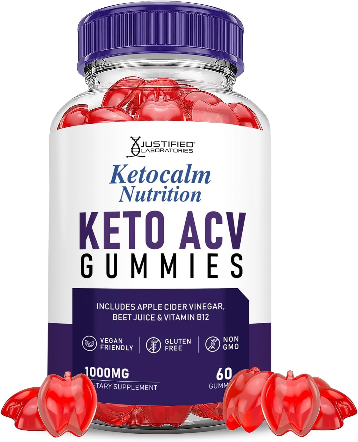 Keto Calm Nutrition Ketocalm Gummies with ACV & Pomegranate - 1000MG Formula - Vegan & Non GMO - 60 Gummys