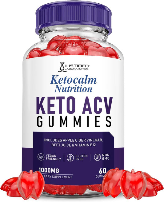 Keto Calm Nutrition Ketocalm Gummies with ACV & Pomegranate - 1000MG Formula - Vegan & Non GMO - 60 Gummys