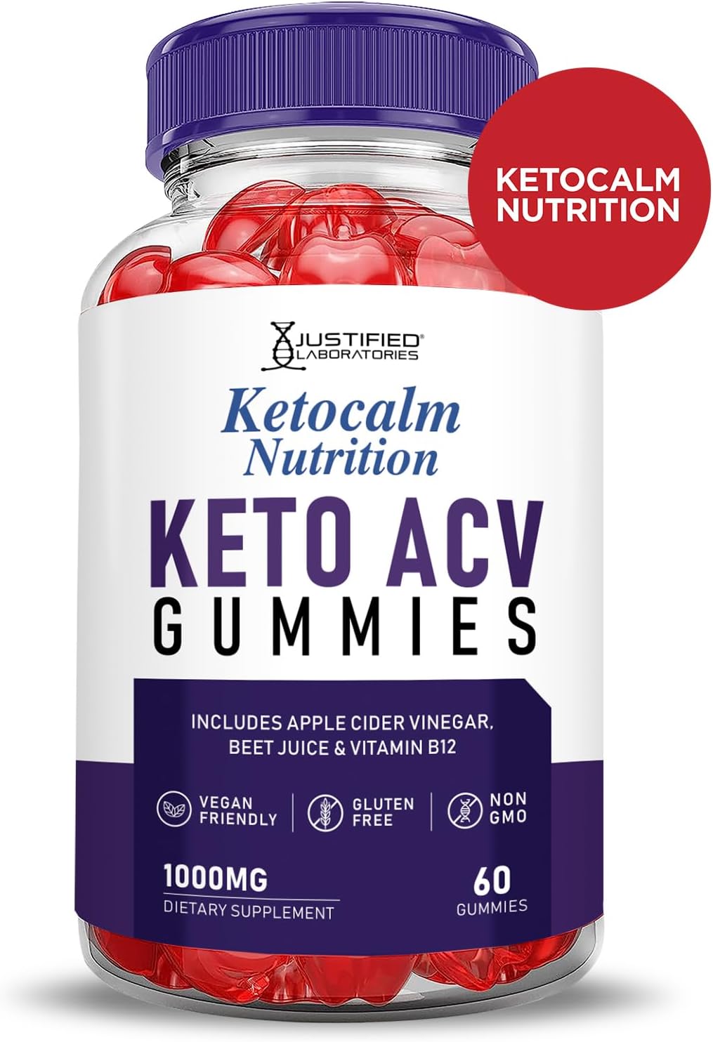 Keto Calm Nutrition Ketocalm Gummies with ACV & Pomegranate - 1000MG Formula - Vegan & Non GMO - 60 Gummys
