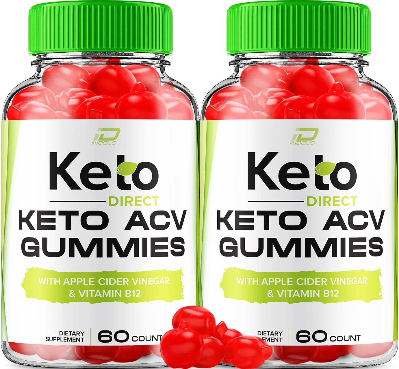 Keto Direct Apple Cider Vinegar Gummies with Vitamin B12 (2 Pack - 120 Gummies) - 1000MG Keto Direct Keto + ACV Gummies, Reviews Included