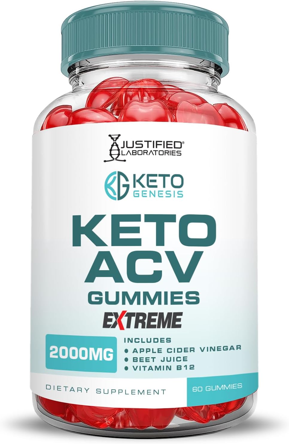 Keto Genesis ACV Gummies Extreme 2000MG (2 Pack) - Apple Cider Vinegar Pomegranate B12 Vegan Non GMO - 120 Gummys