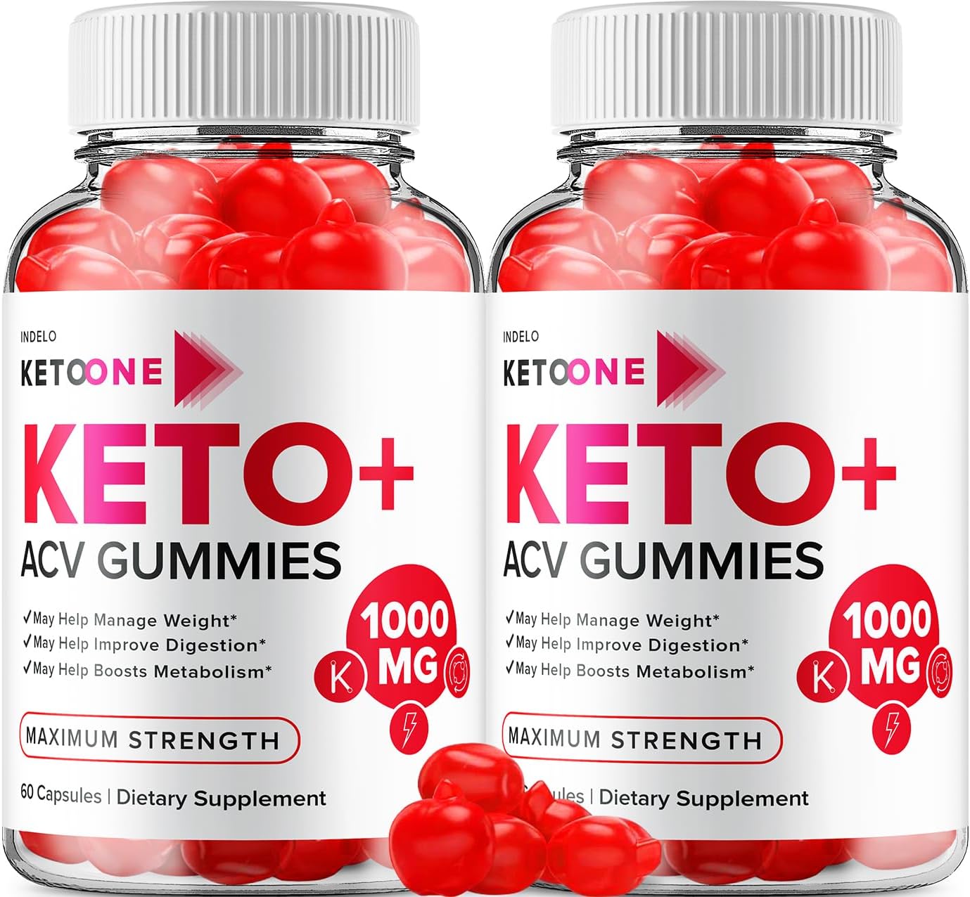 Keto One Gummies (2 Pack) - Advanced  Slimming Formula  with ACV & B12 - Maximum Strength Keto Plus Apple Cider Vinegar Gummies for Weight Management