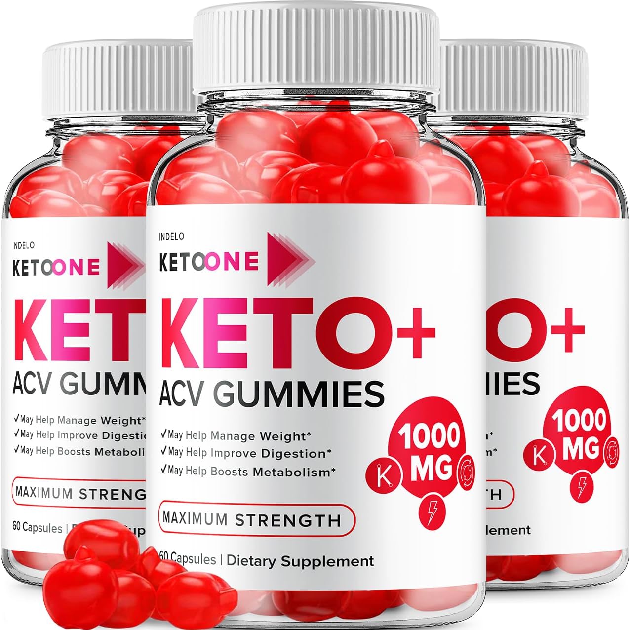 Keto One Gummies 3-Pack: Advanced  Slimming Formula  with ACV - Maximum Strength B12 Keto+ACV Gummies for Weight Management - 180 Gummies