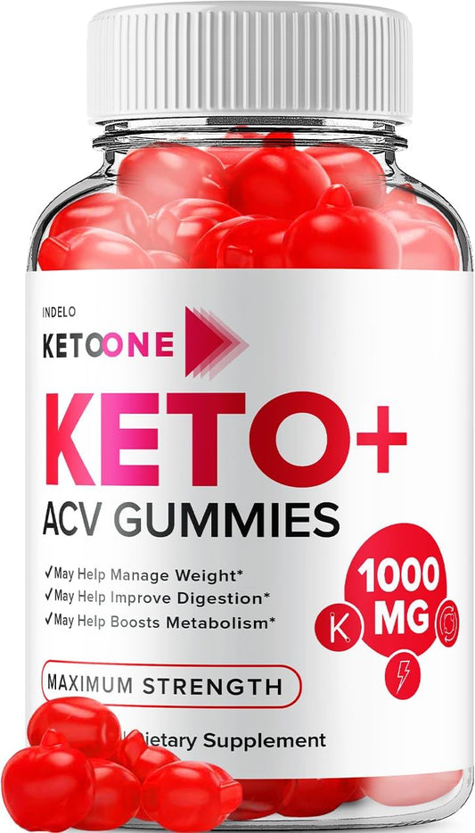 Keto One Gummies with Apple Cider Vinegar for Weight Management - Advanced Formula with Vitamin B12 (60 Gummies)