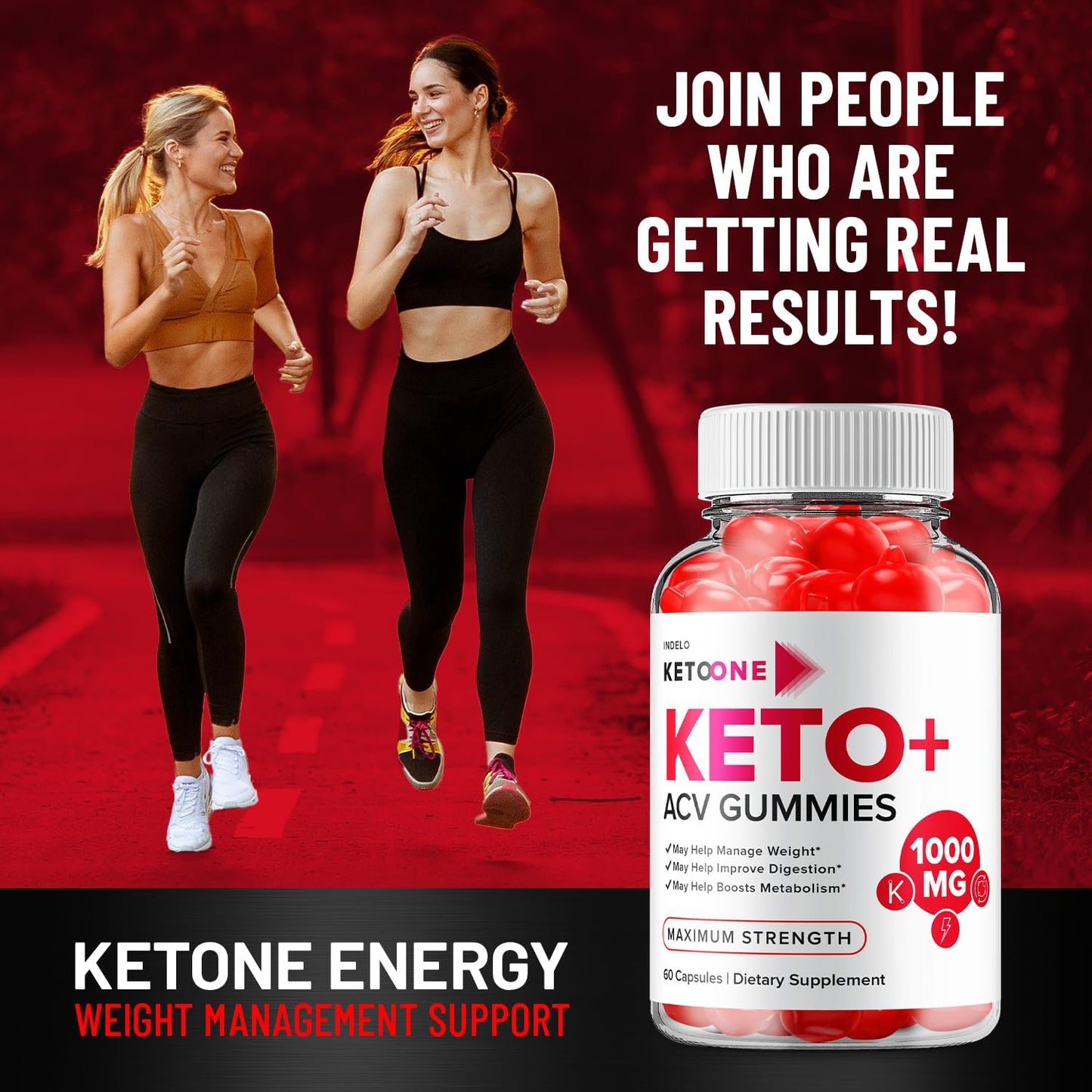 Keto One Gummies with Apple Cider Vinegar for Weight Management - Advanced Formula with Vitamin B12 (60 Gummies)