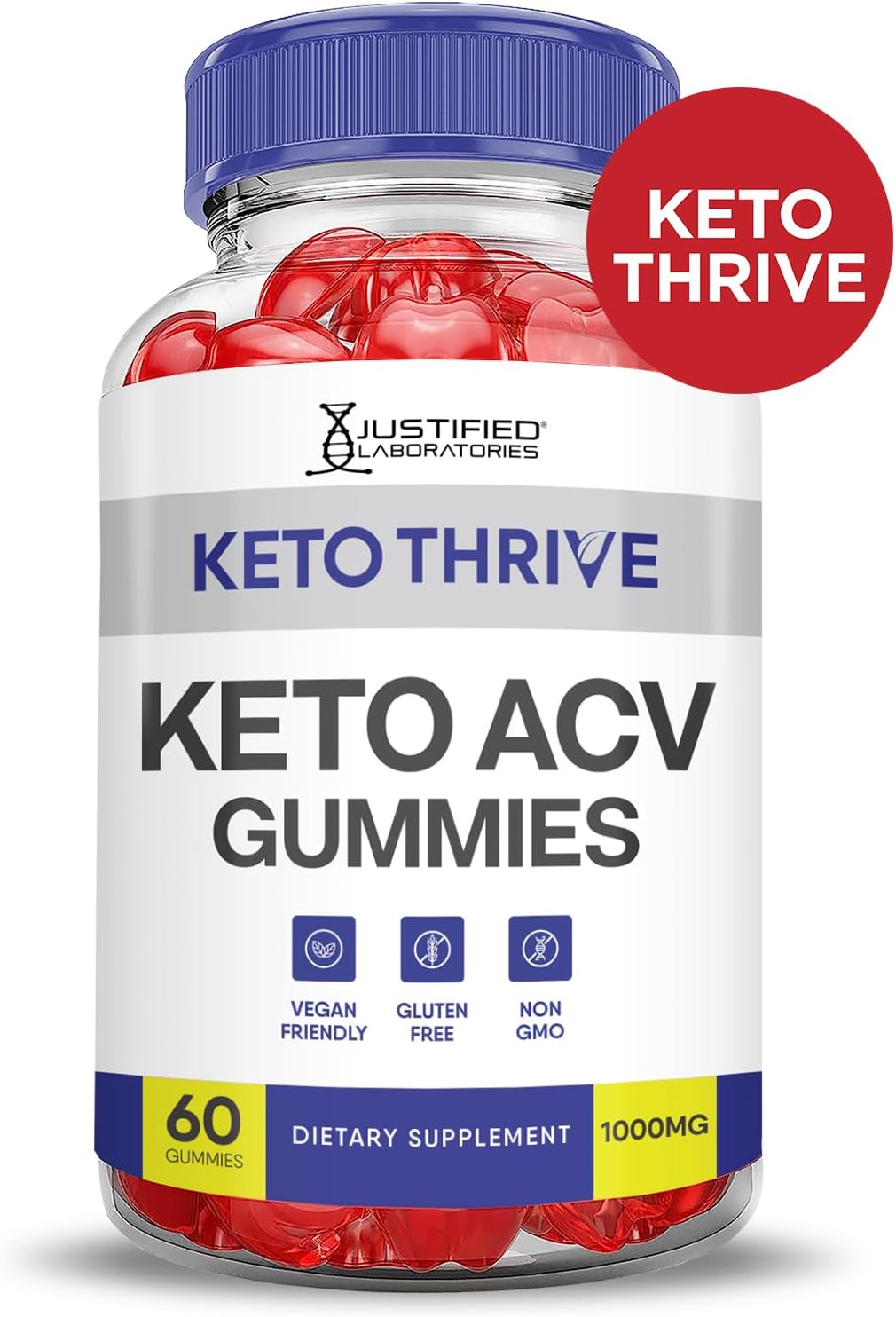 Keto Thrive ACV Gummies 1000MG with Pomegranate Beet Juice B12 - 60 Vegan Non GMO Gummies