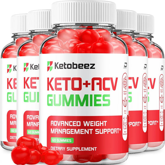 KetoBeez ACV Gummies Supplement - 1000MG Apple Cider Vinegar + Vitamin B12 Gummies (5 Pack)