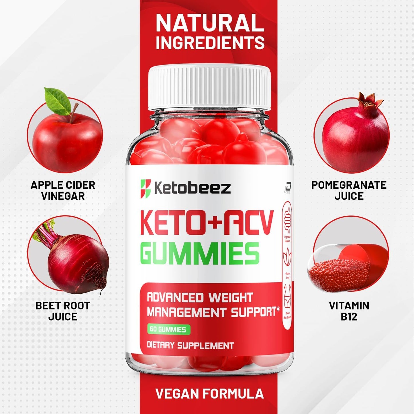 KetoBeez + ACV Gummies Supplement with Vitamin B12 - Apple Cider Vinegar 1000MG Gummies for Energy and  Slimming Formula  Support (3 Pack - 180 Gummies)