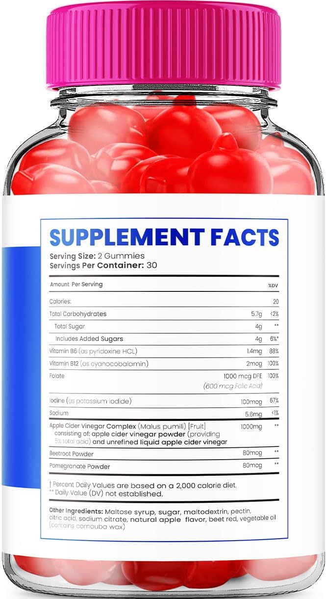 KetoBod Gummies Supplement with Apple Cider Vinegar for Weight Management - 1000MG ACV Gummies with Vitamin B12 (2 Pack - 120 Gummies)