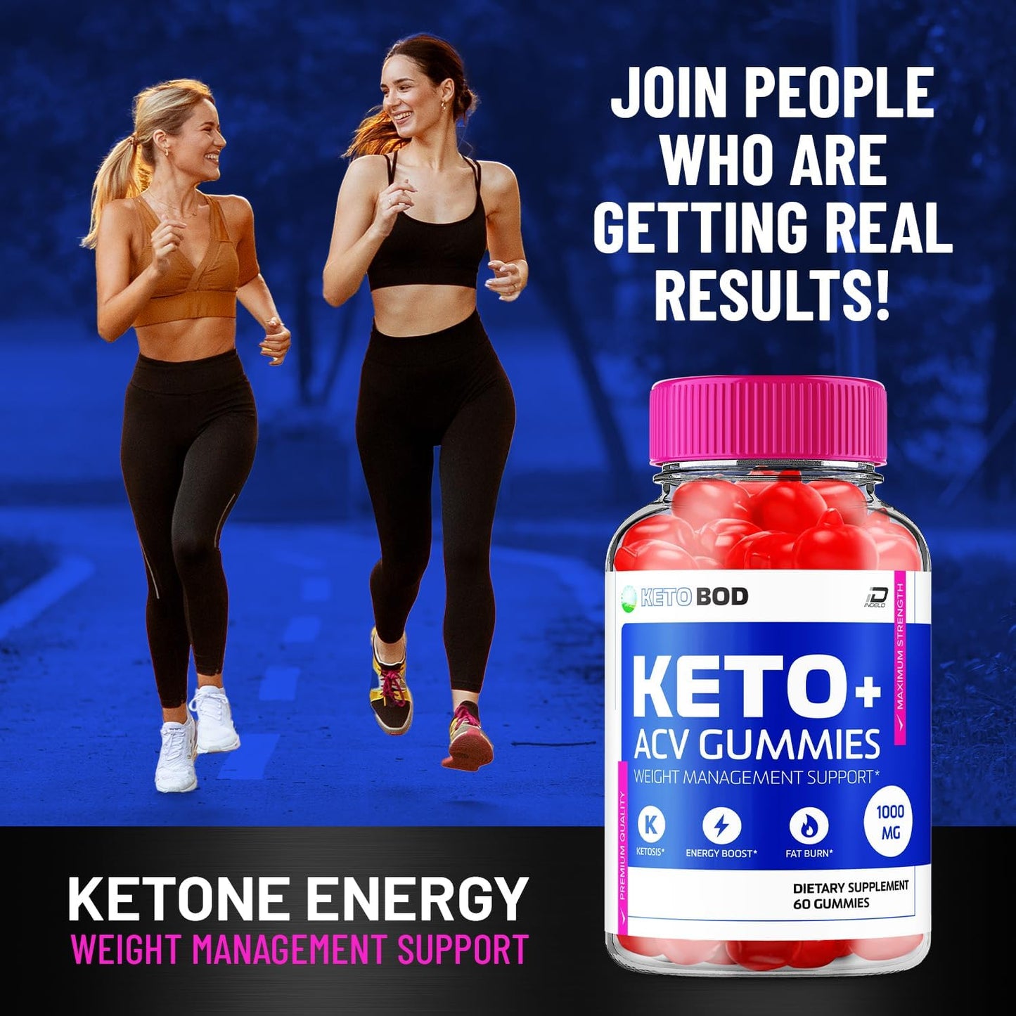 KetoBod Gummies Supplement with Apple Cider Vinegar for Weight Management - 1000MG ACV Gummies with Vitamin B12 (2 Pack - 120 Gummies)