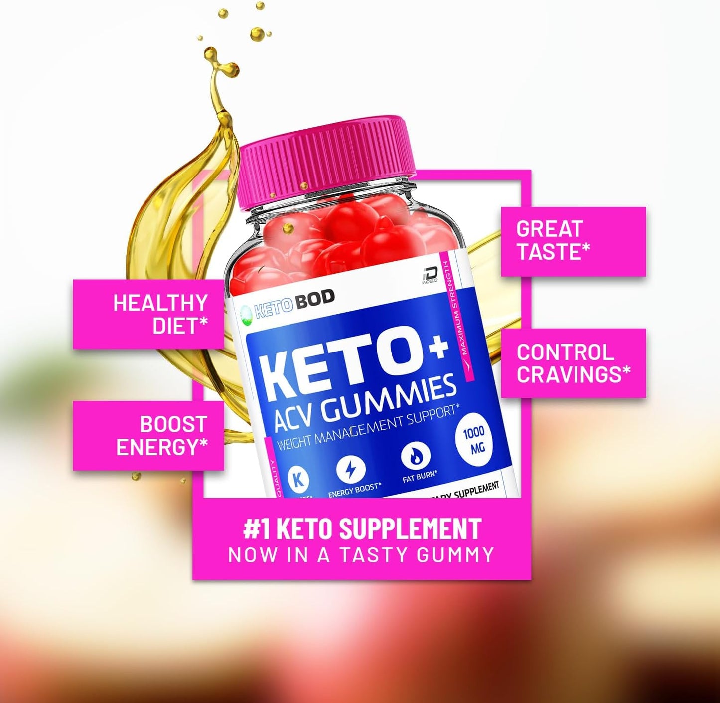 KetoBod Gummies Supplement with Apple Cider Vinegar for Weight Management - 1000MG ACV Gummies with Vitamin B12 (2 Pack - 120 Gummies)