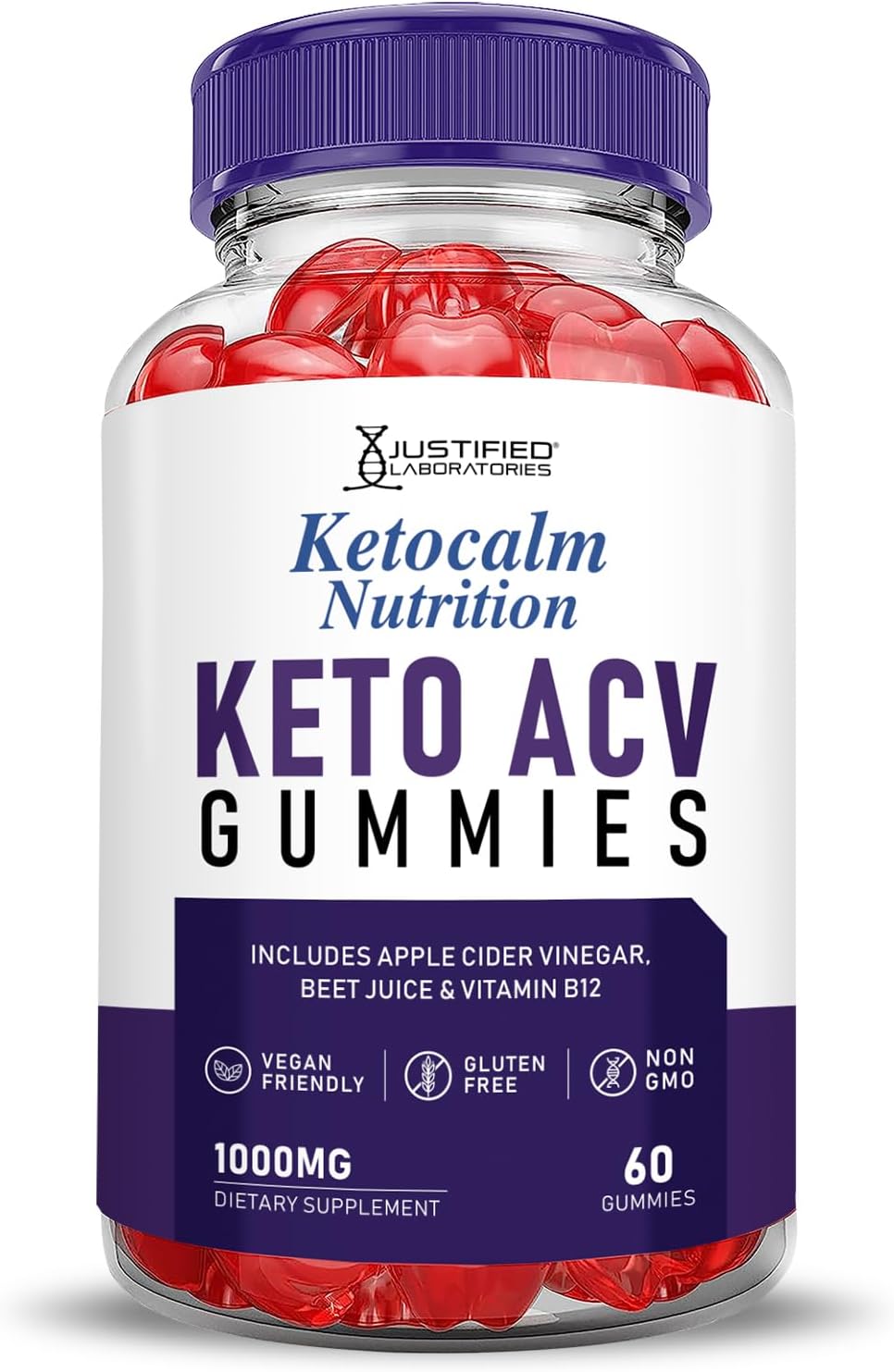 Ketocalm Nutrition Keto Gummies (2 Pack) 1000MG ACV Formula with Pomegranate Beet Juice - Vegan Non GMO - 120 Gummies