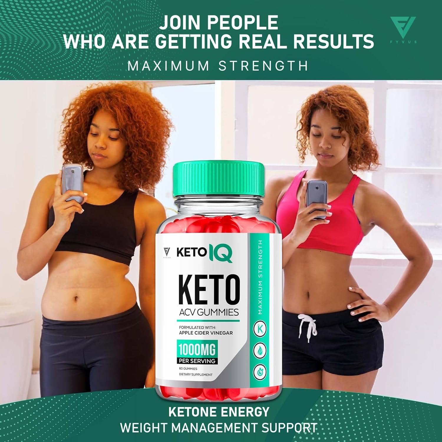 KetoIQ Apple Cider Vinegar Gummies for Advanced  Slimming Formula  Support - 1000MG Formula with Folic Acid and Beet Root - 60 Gummies