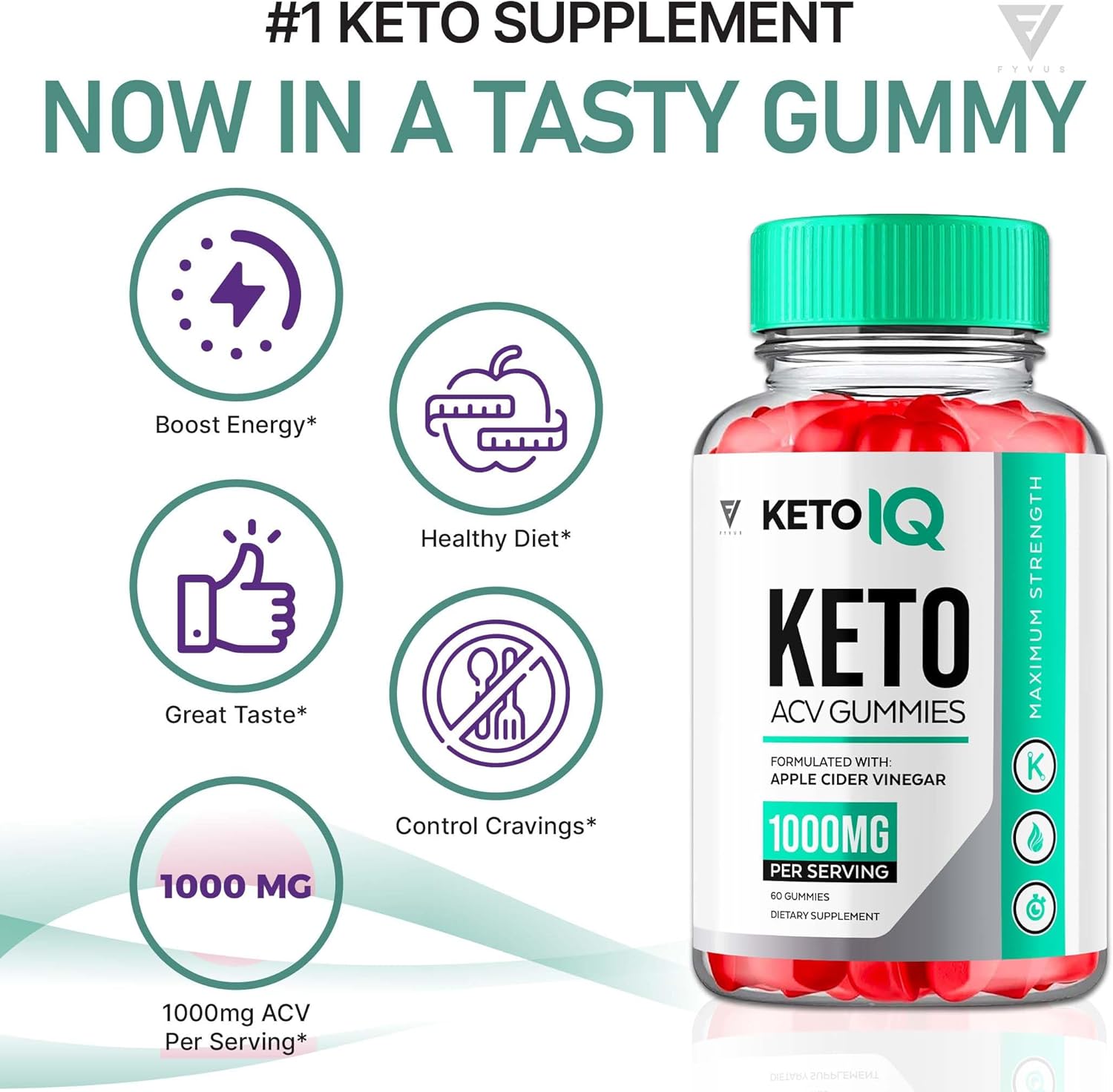 KetoIQ Apple Cider Vinegar Gummies for Advanced  Slimming Formula  Support - 1000MG Formula with Folic Acid and Beet Root - 60 Gummies
