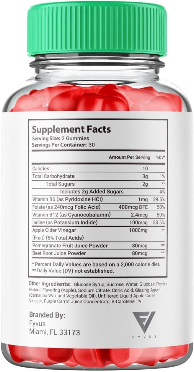 KetoIQ Apple Cider Vinegar Gummies for Advanced  Slimming Formula  Support - 1000MG Formula with Folic Acid and Beet Root - 60 Gummies