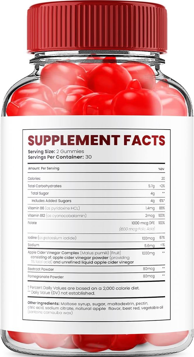 KetoLean + ACV Gummies Supplement - Apple Cider Vinegar 1000MG, B12, Lean Keto Gummies - 5 Pack (300 Gummies)