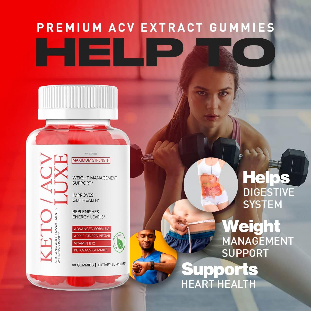KetoLuxe Plus ACV Gummies - 2 Pack for Maximum Strength Keto Support - 60 Days Supply of Luxe Gummies