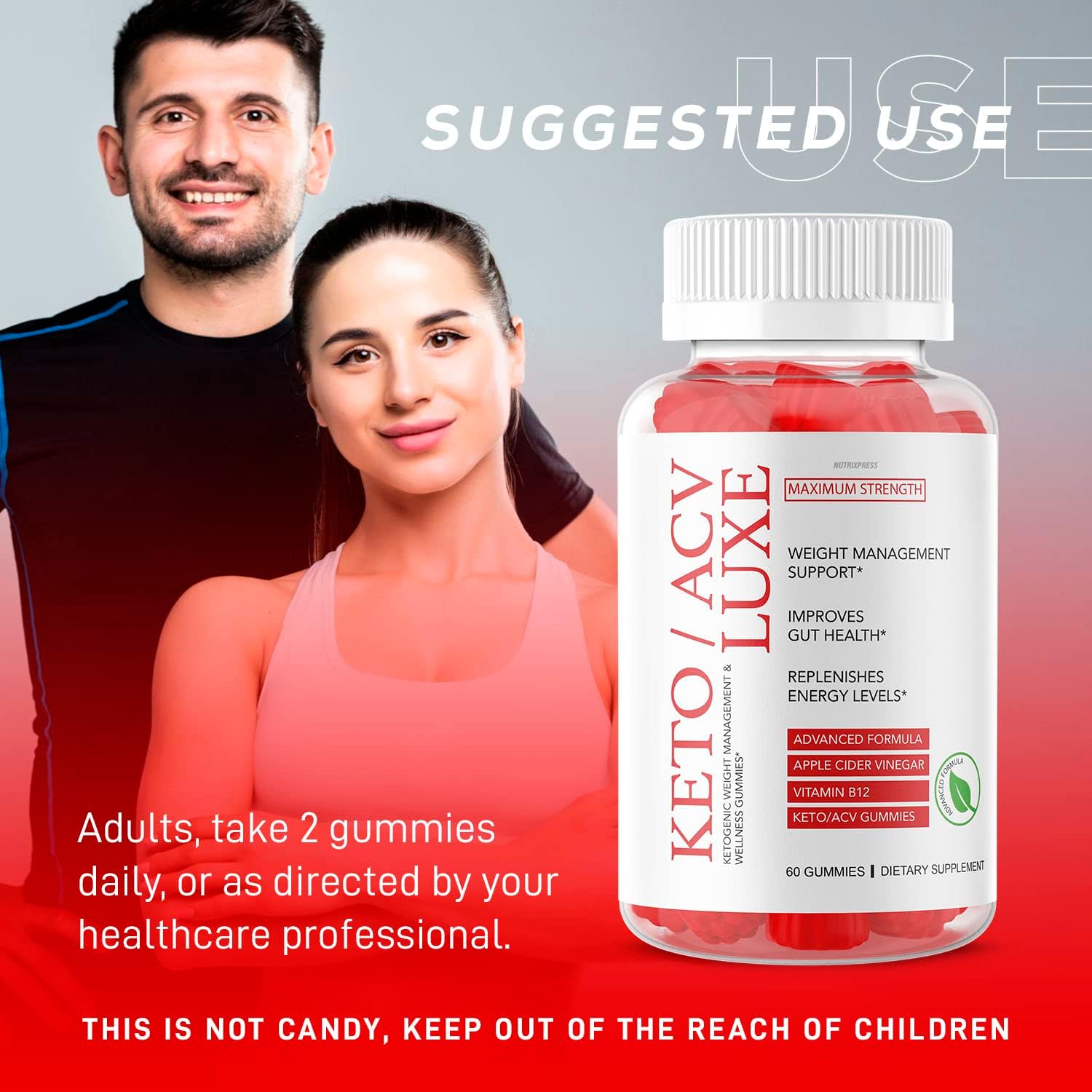 KetoLuxe Plus ACV Gummies - 2 Pack for Maximum Strength Keto Support - 60 Days Supply of Luxe Gummies