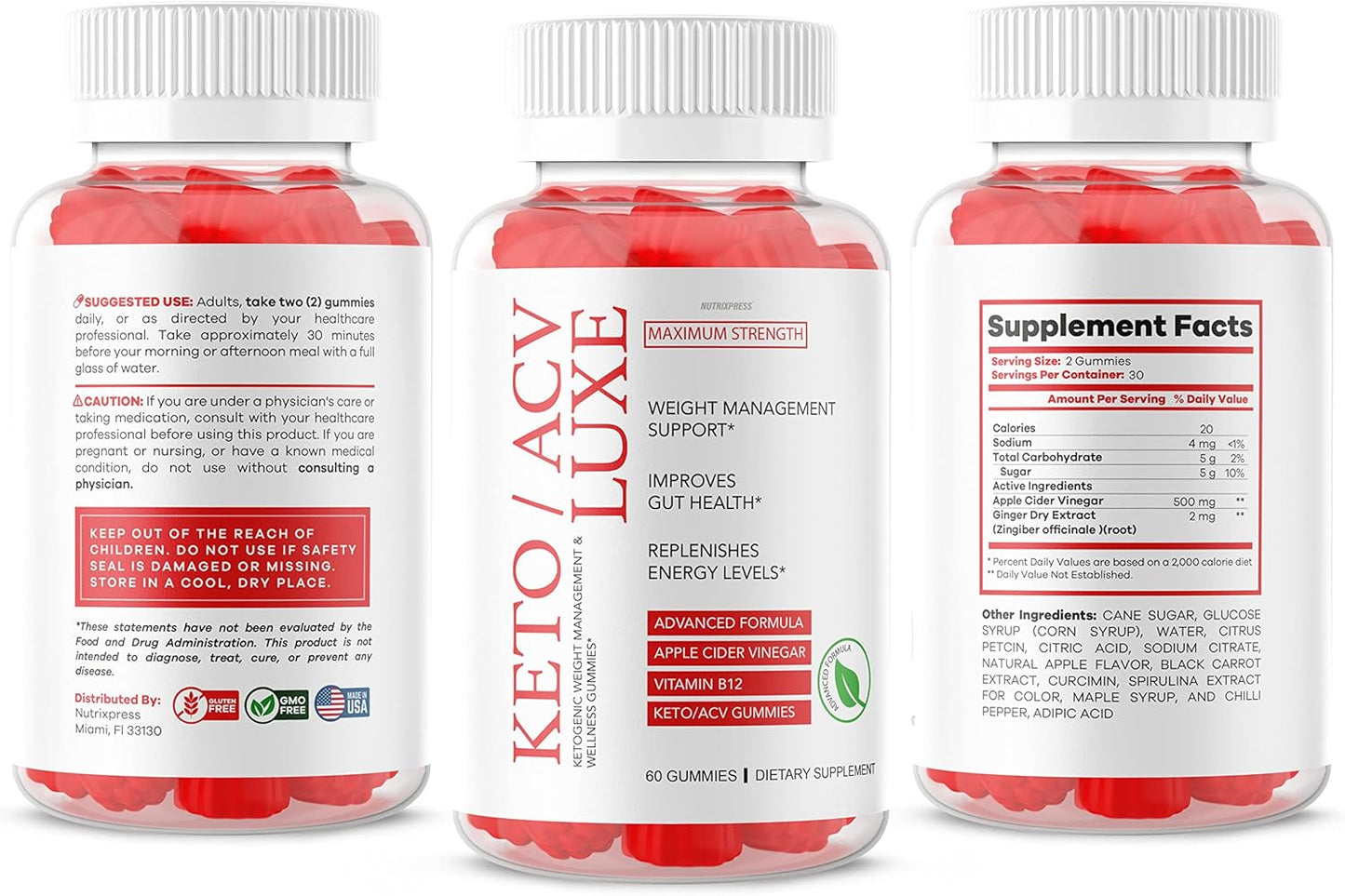 KetoLuxe Plus ACV Gummies - 2 Pack for Maximum Strength Keto Support - 60 Days Supply of Luxe Gummies
