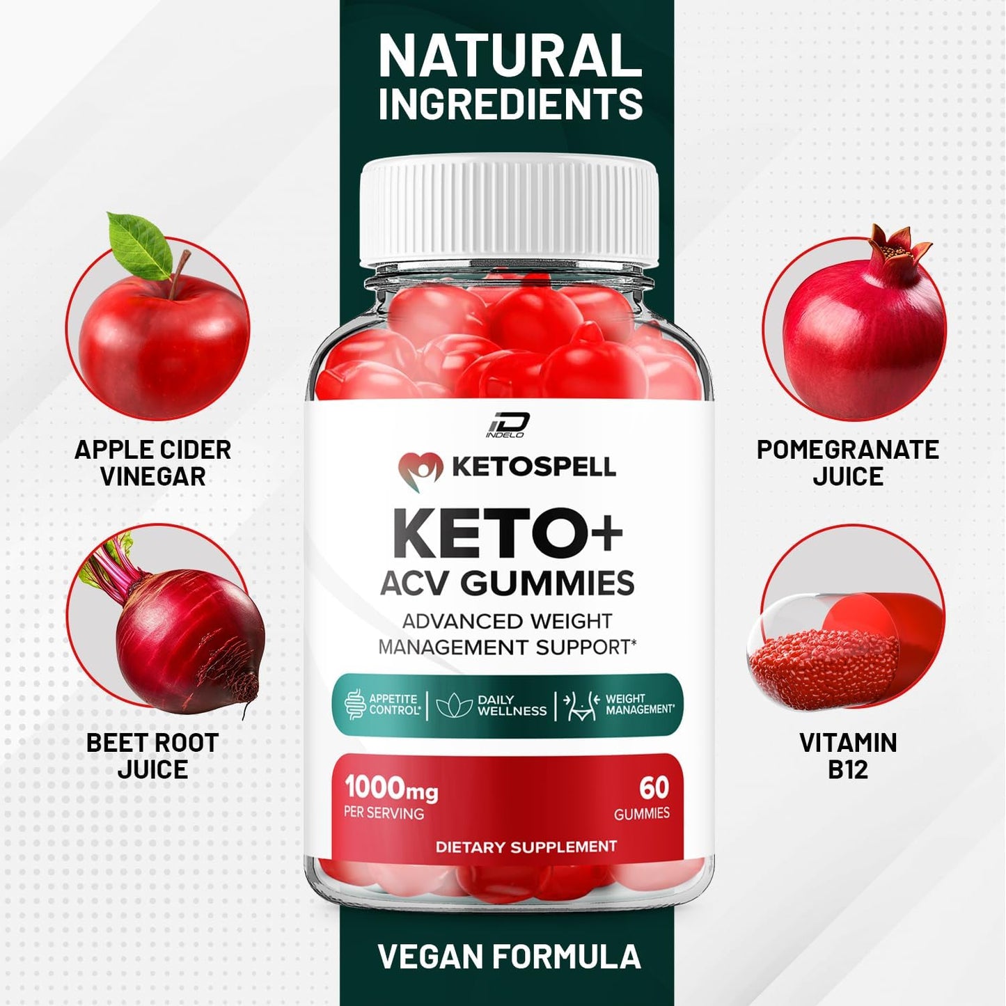 KetoSpell ACV Gummies - Apple Cider Vinegar 1000MG + B12 (2 Pack)
