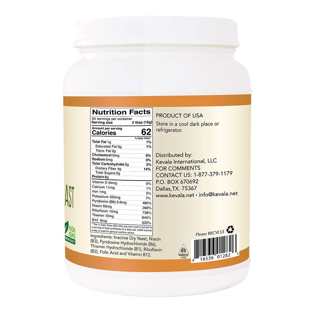 Kevala Nutritional Yeast Seasoning: Vegan, Low Sodium, Non-GMO, Gluten-Free, Kosher - 14 oz