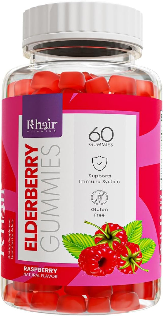 Khair Halal Elderberry Gummies - Immunity Boosting Antioxidant Supplement - Non GMO, Vegetarian, Gluten Free - 60 Gummies