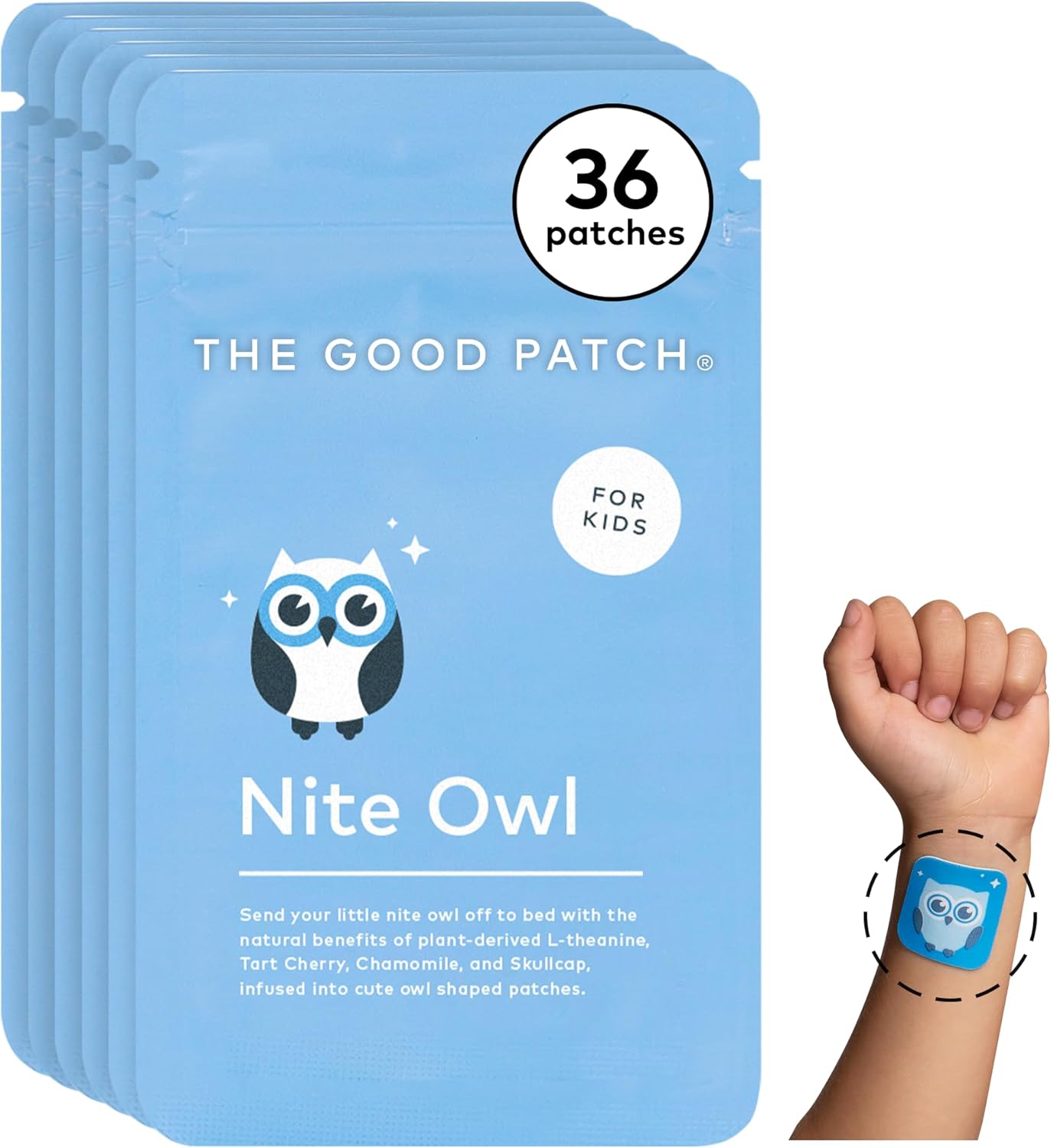 Kid Bedtime Natural Sleep Patch with Tart Cherry, Chamomile, and Skullcap - 36 Patches