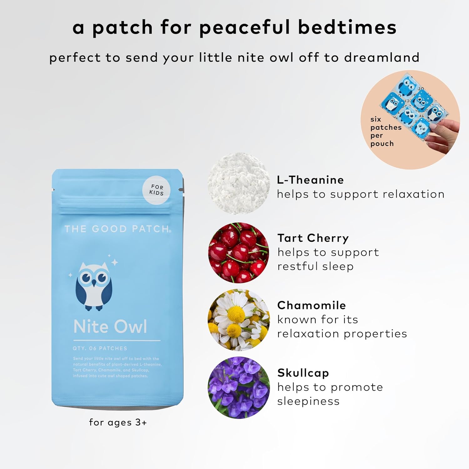 Kid Bedtime Natural Sleep Patch with Tart Cherry, Chamomile, and Skullcap - 36 Patches