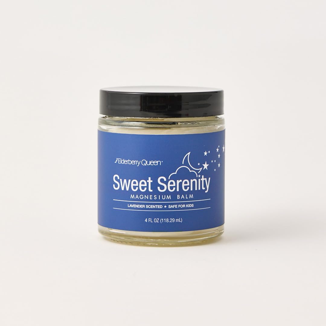Kid-Safe Lavender Elderberry Queen Sweet Serenity Magnesium Balm 4oz for Sleep