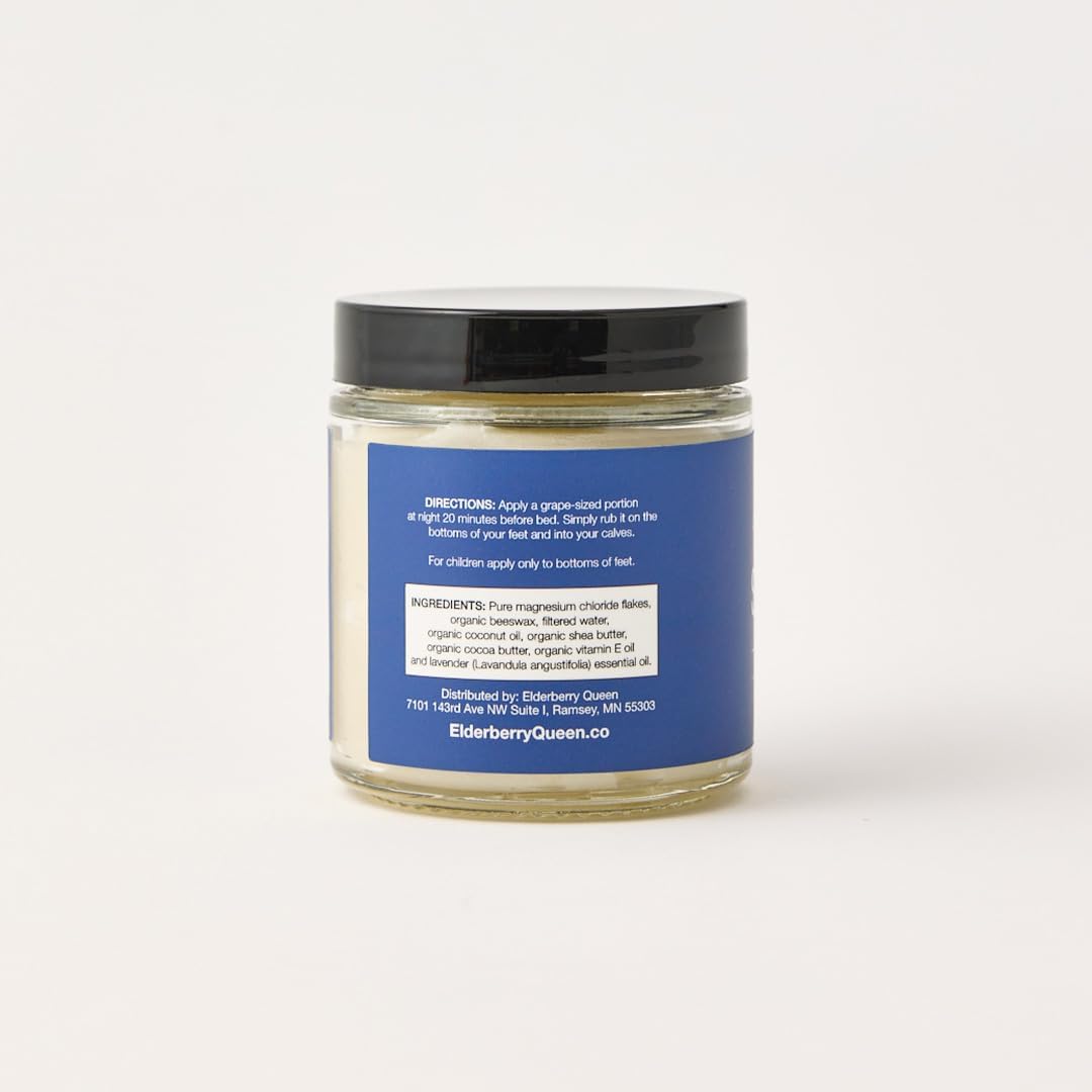 Kid-Safe Lavender Elderberry Queen Sweet Serenity Magnesium Balm 4oz for Sleep