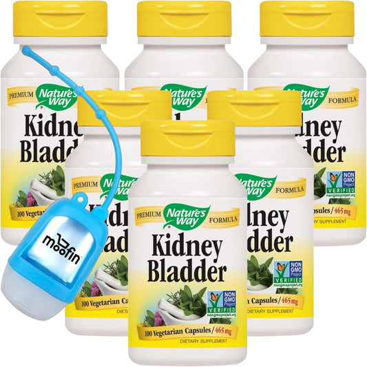 Kidney Bladder Supplement Bundle - Supports Urinary Health, Uva Ursi & Parsley, Non-GMO, Vegetarian, 100 Capsules Each - Pack of 6 with Hand Sanitizer Dispenser
