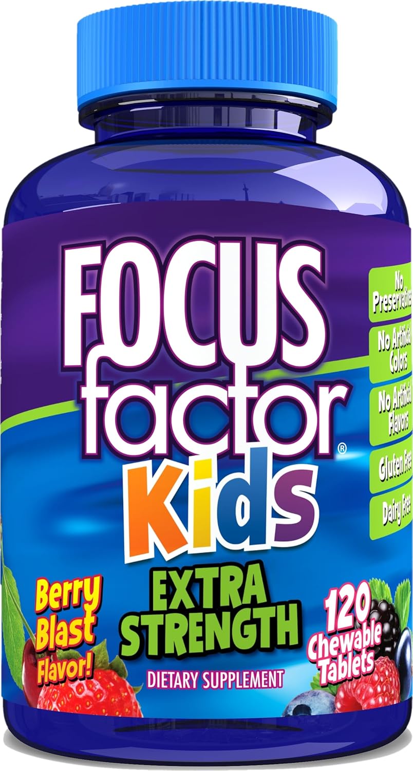 Kids Brain Health & Calm Support Combo: Focus Factor Extra Strength Chewables + OLLY Chillax Chews, 50 Count